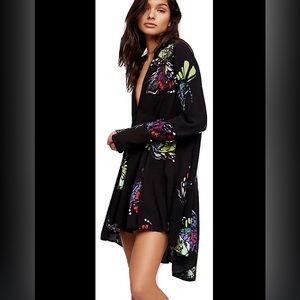 Free People Field of Butterflies Black Top size M